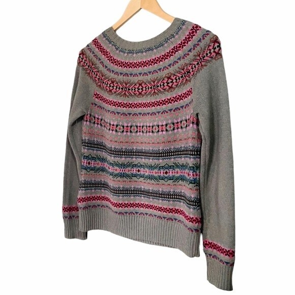 Vintage Chaps Fair Isle Nordic Sweater Cotton Blend Pink Sage Multi Size Medium - Picture 7 of 12